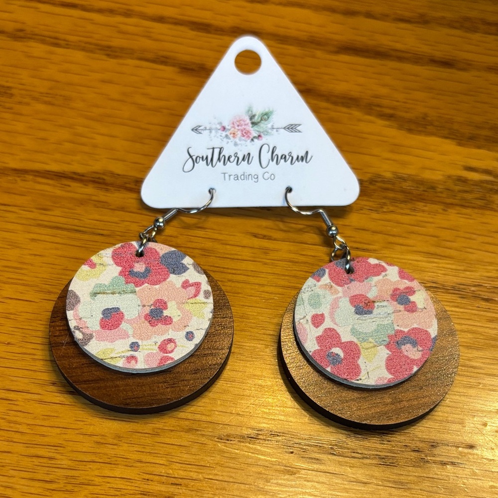 Southern Charm Floral and Wood Drop Earrings